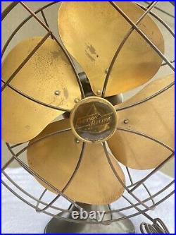 Antique Vintage Emerson Electric Oscillating 6250-K Brass Fan WORKS