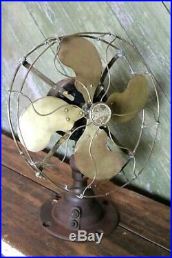 Antique / Vintage Emerson Fan Brass Blades & Cage Parker Blades Early 1900s Old