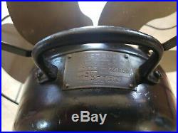 Antique Vintage Emerson brass 6 bladed oscillating fan Type 24666 Works 3 Speed