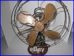 Antique Vintage GE 12 Brass Blade 3 Speed Type AOU Form AF2 Fan & Oscillator