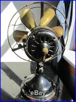 Antique-Vintage GE 12 Fan Big Motor Yoke 6 Brass Blades & Cage UNRESTORED