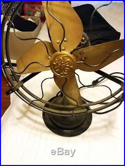 Antique Vintage GE WHIZ Brass Blade fan in l Excellent Condition &Works