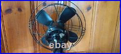 Antique/Vintage Ge 12 Desk Fan 2 Speeds Oscillation 1930s Black Working! Clean