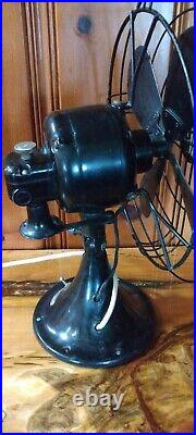 Antique/Vintage Ge 12 Desk Fan 2 Speeds Oscillation 1930s Black Working! Clean