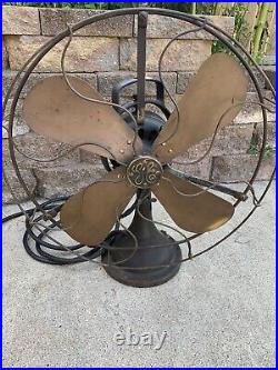 Antique Vintage General Electric 16 Oscillating Fan Brass Blades Rare