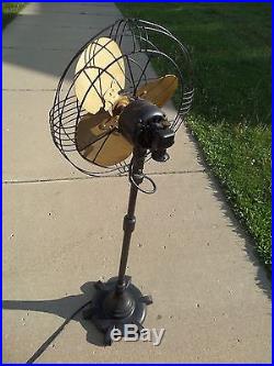Antique Vintage General Electric FLOOR FAN Oscillating Pedestal Parlor Fan WORKS