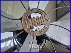 Antique Vintage JANDUS ADAMS BAGNALL Brass Cage Electric Table Fan 12