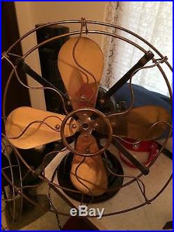 Antique Vintage Robbins & Myers The Standard Electric Brass Blade Fan Early