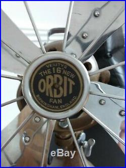 Antique Vintage Verify S Orbit Electric Fan 16 Inch