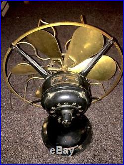 Antique Vintage Westinghouse Old 3 Speed Parlor Fan 6 BRASS Blades Cage WORKING