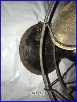 Antique Vtg 1920's Emerson Oscillating Fan Type 29646 12 Brass Blades Read Ad