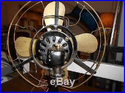 Antique Vtg 4 Brass 16 Blade & Cage General Electric GE Electric Fan Works