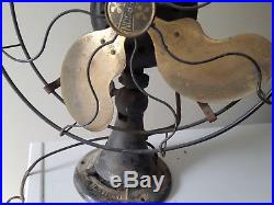 Antique Vtg Emerson Brass Blade Fan Type # 24646 3 Speed Works HTF Rare 296538