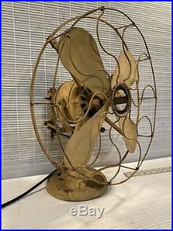 Antique Western Electric Hawthorne Double Lever Fan Needs Restoration 16 Inch