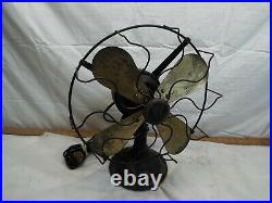 Antique Westinghouse 12 164848 G Brass Bladed Oscillating Fan Runs