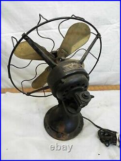 Antique Westinghouse 12 164848 G Brass Bladed Oscillating Fan Runs