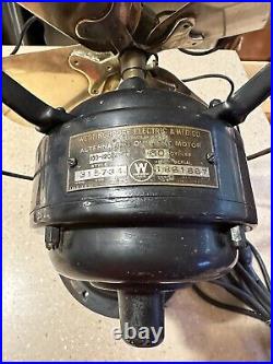 Antique Westinghouse 315734 12 Desk Fan 4 Brass Blade 3 Speed