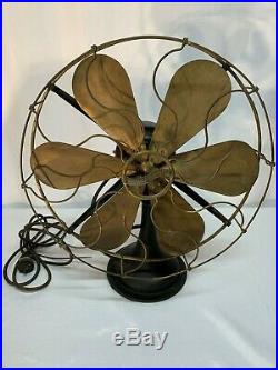 Antique Westinghouse 6 Brass Blade Electric Fan 17 Diameter Running Condition