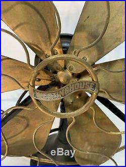 Antique Westinghouse 6 Brass Blade Electric Fan 17 Diameter Running Condition