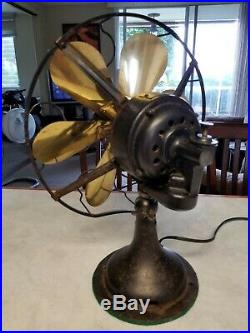 Antique Westinghouse Fan 6 Brass Blades Style 164864 3-Speed Oscillating Vintage
