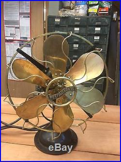Antique Westinghouse Fan Circa 1914 Brass Blades And Cage