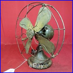 Antique Working General Electric #34017 Metal Oscillating Fan Brass (SS1049605)