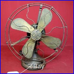 Antique Working General Electric #34017 Metal Oscillating Fan Brass (SS1049605)