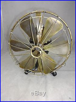 Antique edison fan nice original finish brass 6 blade model ca 1895 cast tag