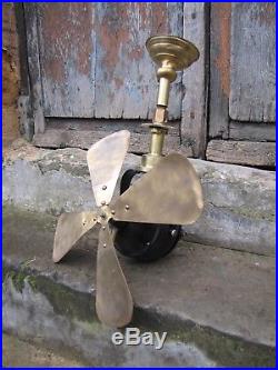 Antique french industrial 16 brass 4 blade ceiling fan Vintage 1900s