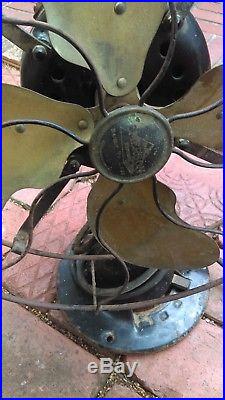 Antique metal Electric Fan Emerson Brass Blades Parker for restoration or parts