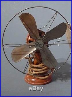 Antique vintage 1930 brown bakelite desk electric fan collectible