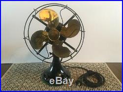 Antique vintage Emerson electric fan brass 9 blade restored 1920s