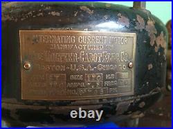 Antique vintage holtzer cabot pancake early electric motor fan brass nameplate