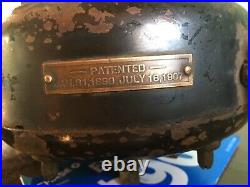 Antique vintage holtzer cabot pancake early electric motor fan brass nameplate