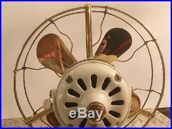 Antique vintage restored 12 GE ELECTRIC FAN brass blade and cage