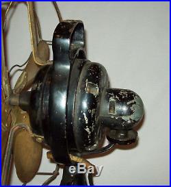 Antique vtg 1901 General Electric 823674 Oscillating Fan Works Brass Blades Cage