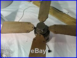 Barn antique cast iron Emerson electric ceiling fan wood blade 36 inch. (RARE)