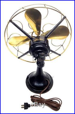 Beautiful Antique 1914 Oscillating Western Electric Brass & Cast Iron 16 Fan