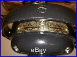 Beautiful Antique Restored GE 12 Brass Blade & Cage Oscillating Kidney Fan