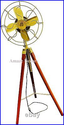 Brass Fan Antique Tripod Fan With Stand Nautical Floor Fan Run With Electricity