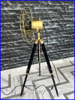 Brass Floor Working Fan with Tripod Electronic Solid Brass Fan Royal Navy Landon