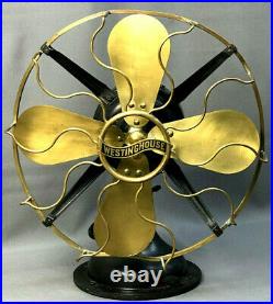 C. 1913 Antique 12 Westinghouse STYLE 162628A Brass Blade Cage Fan -Parts/Repair