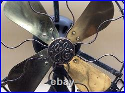 C1916 G. E. 3 speed fan model AUU brass blades & cage orig finish, rewired, clean