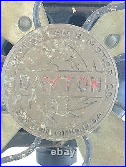 Dayton 350 11 Electric Desk Fan Brass Blades 3 Speed Oscillating 110 V VTG