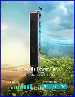 Dreo Tower Fan with Remote, 90° Oscillating Bladeless Fan, 42 Inch, Quiet with 6