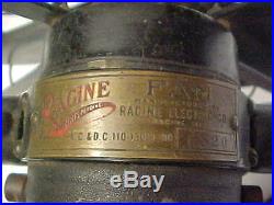 Early Antique Racine Brass Electric 12 Desk Fan Racine Wisconsin Wow