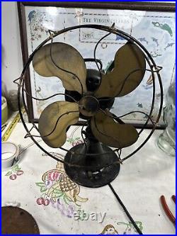 Early Emerson 26646 12 Brass Blade Fan 3 Speed Works