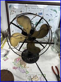 Early Emerson 26646 12 Brass Blade Fan 3 Speed Works