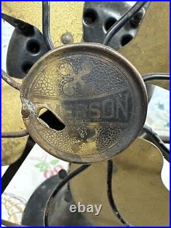 Early Emerson 26646 12 Brass Blade Fan 3 Speed Works