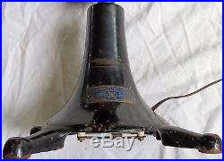 Eck Hurricane Electric Fan Brass Blade Cast Iron Feet Tilt Oscillate Antique Old